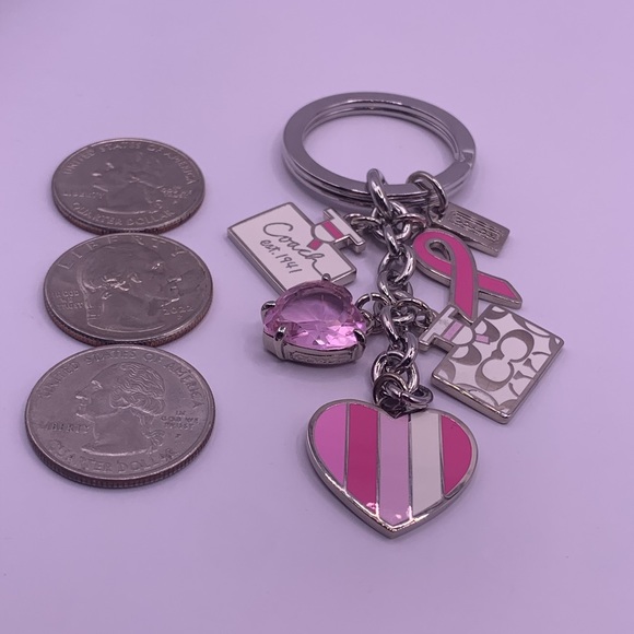 Coach 92161 BCA Breast Cancer Awareness Multi Mix Enamel Keychain Key Fob Pink - Picture 5 of 6